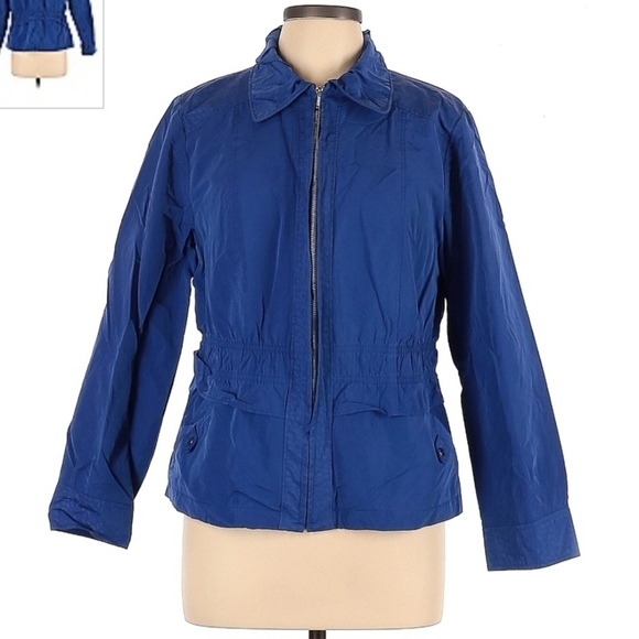 Chico’s Zenergy Emmie Embossed Azurite Blue Full Zip Jacket Chico's 2 Womens 12 - Picture 1 of 6